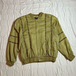 Saxony Collection Vintage 80s Cosby Sweater M  Brown Beige 100% Silk 90s Button